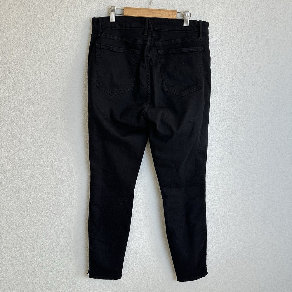 Good American Good Waist Black Hook & Eye Skinny Ankle Black Jeans Size 12 / 31 - Picture 5 of 11